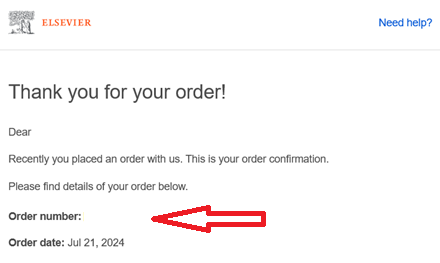 sample image of an order number from confirmation page